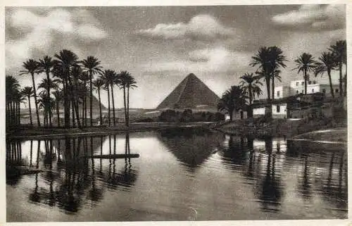 Postcard Egypt Cairo the Pyramids of Guizeh & Mena village