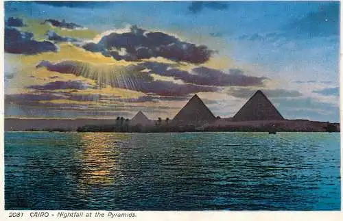 Egypt Cairo nightfall at the Pyramids