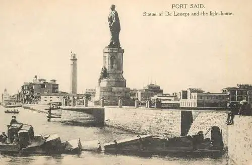 Egypt Port Said statue of De Lesseps and the light house