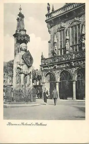 Germany Bremen Der Roland Denkmal & Rathaus