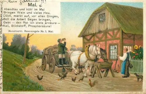 Advertising for Kali plant food Monatsserie: Bauernregeln Mai