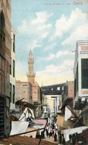 Egypt Cairo bazar and mosque minaret