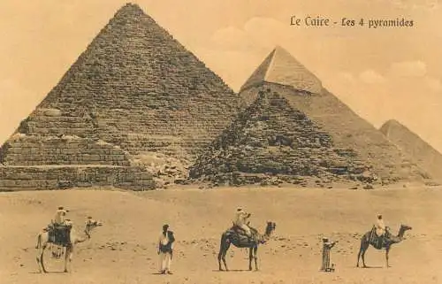 Egypt Cairo the 4 pyramides and camel caravan