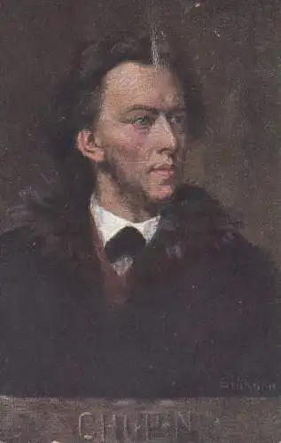 Chopin portrait artist vintage postcard