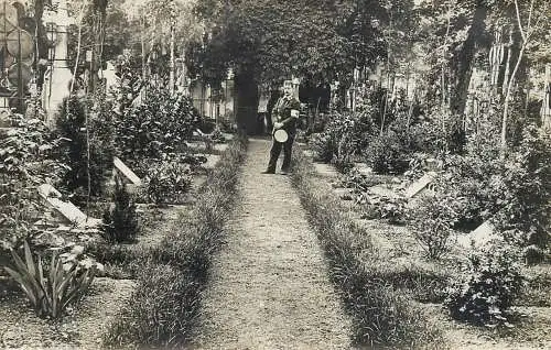 War cemetery instant photo postcard military sanitary man