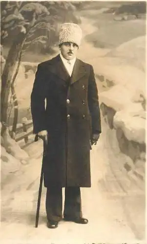 Man portrait studio vintage souvenir photograph 1939