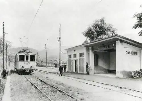 Transportation card train LT BCFe 4/4 Lyrabugel Anstricht in Canobbio 1946