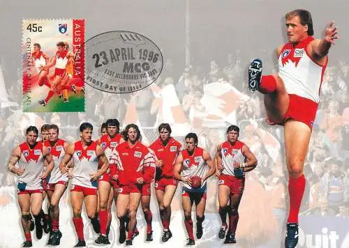 Australia rugby centenary of the AFL maxi card Adelaide - The Swans Sydney