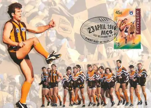 Australia rugby centenary of the AFL maxi card Adelaide - The Hawks Hawthorn