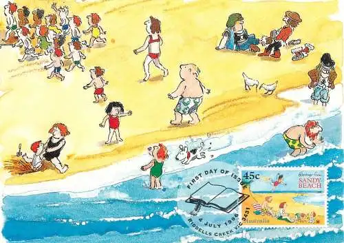 Australia Maxi Card Children's book Sandy Beach 1946