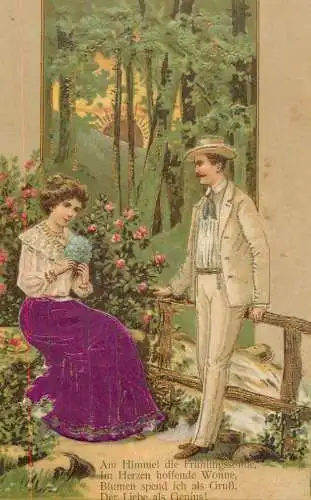 AK 1904 Embossed romantic couple fantasy postcard