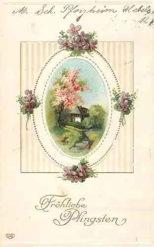 Pentecost greetings 1913 embossed fantasy postcard