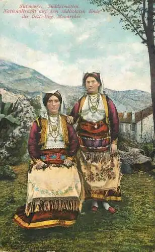 Sutomore Croatian folk types old postcard