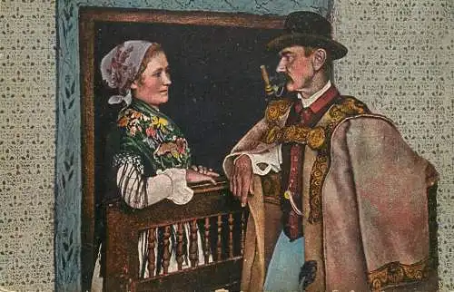 Karcagi viselet Hungarian folk types old postcard