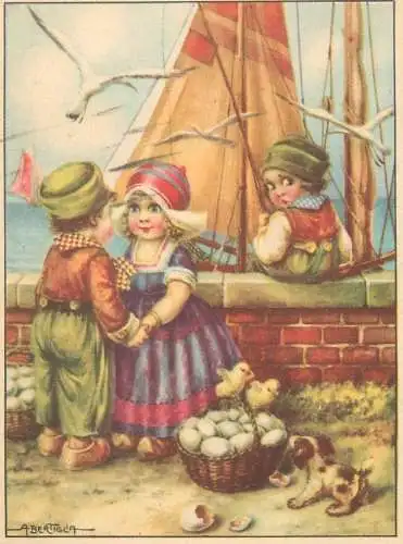 Aurelio Bertiglia children non-standard format artist postcard