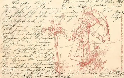 Carte signée; Fritz. Raiss "Allerlei neue Postkarten" Alleinvertrieb: L. Schaller, Stuttgart 1901