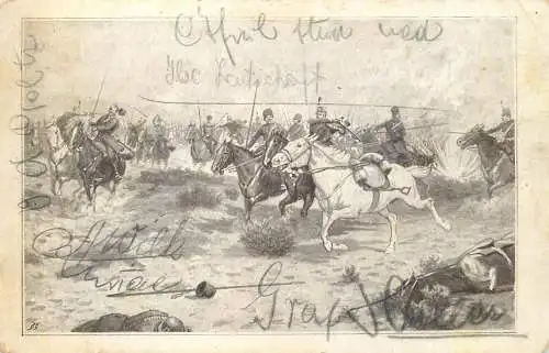 Military cavalry scene 1915 Honved husaren