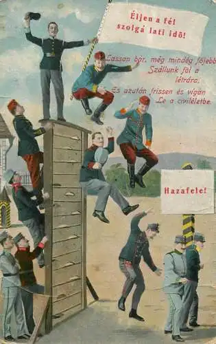 Hungary military humour postcard
