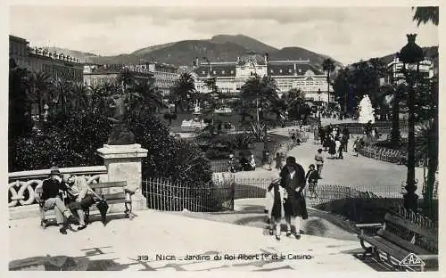 France postcard Nice jardins du Roi Albert Ier et le casino