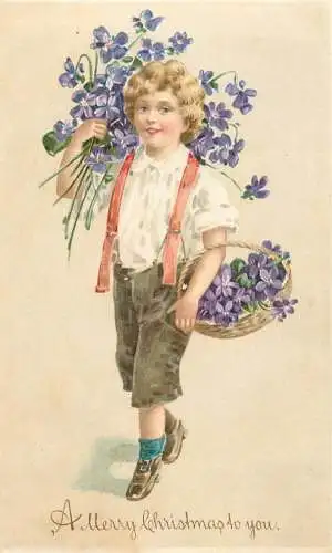 Christmas greetings 1910 postcard