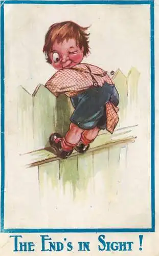 British comic boy caricature the End`s in Sight