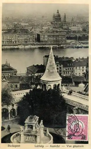 Budapest 1932 panorama (unstick back damaged postcard)