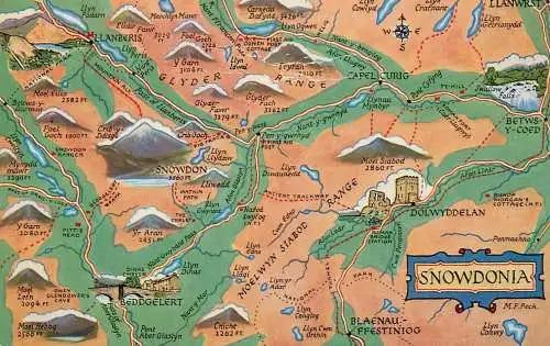 Wales Snowdonia map