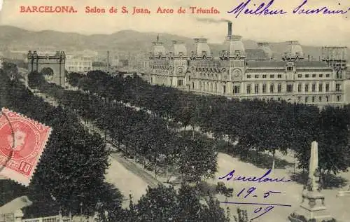 Spain Barcelona cityscape with Triumphal Arch