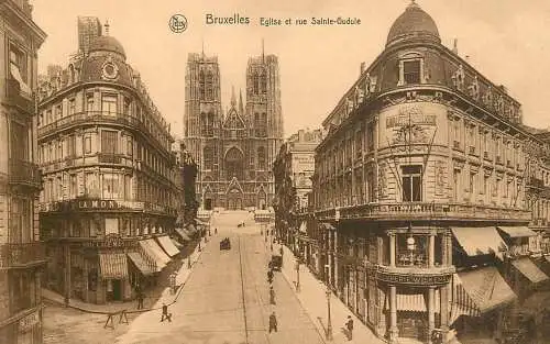 Belgium Bruxelles Eglise & rue Sainte Gudule