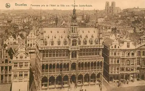 Belgium Bruxelles Panorama pris de l'Hotel de Ville vers l'Eglise Sainte Gudule