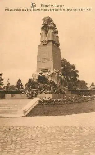 Belgium Bruxelles Laeken Monument du Soldat Inconnu francais tombe sur le sol belge  (guerre 1914-1918)
