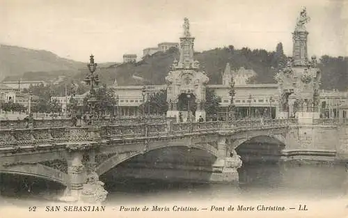 Spain postcard San Sebastian Puente de Maria Cristina