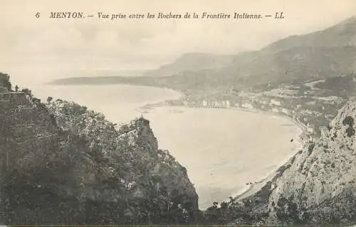 Postcard France Carnoles Menton Italy border les Rochers
