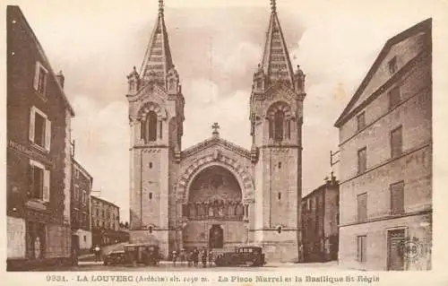 France postcard Ardèche La Louvesc la Place Marrel et la Basilique St. Regis
