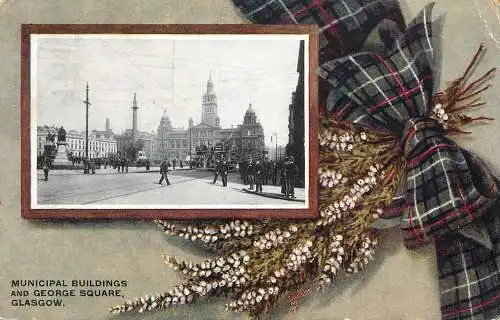 Postcard United Kingdom Scotland Glasgow George square tram bobbie