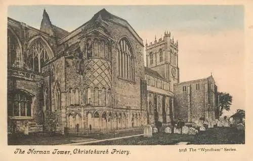 Postcard United Kingdom England Christchurch Priory the Norman Tower