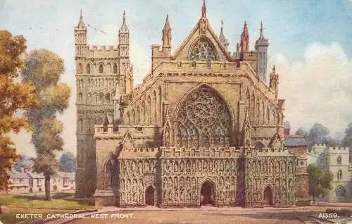 Postcard United Kingdom England Exeter cathedral west front