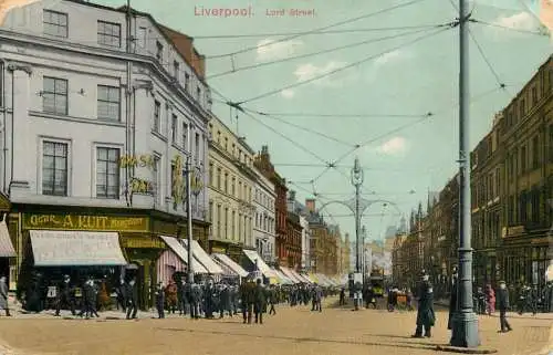 Postcard United Kingdom England Liverpool Lord street tram