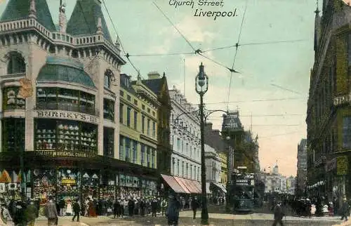 Postcard United Kingdom England Liverpool church street tram