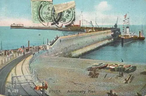 Postcard United Kingdom England Dover Admirality pier and coal ship