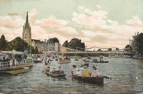 Postcard United Kingdom England Buckinghamshire Marlow row boat and lake