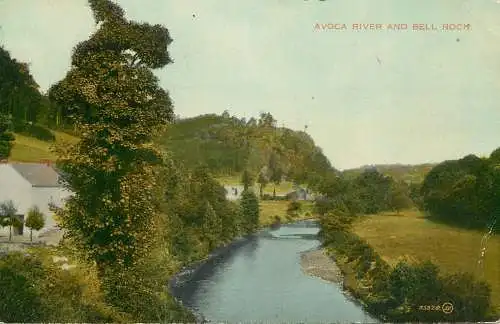 Postcard Ireland Avoca river and Bell Rock