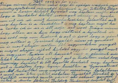 Hungary WW2 Correspondence Military Postal Stationery Card Kelt 1942