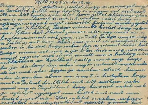 Hungary WW2 Correspondence Military Postal Stationery Card Kelt 1942
