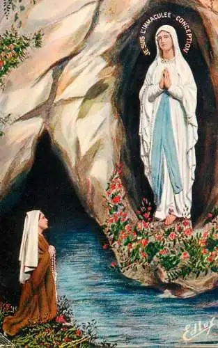 Postcard France Lourdes the apparition