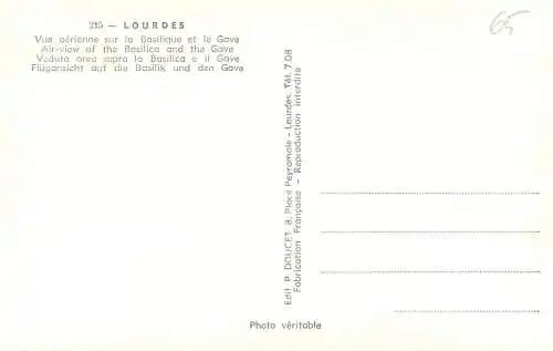 Postcard France Lourdes basilique du Rosaire aerienne vue