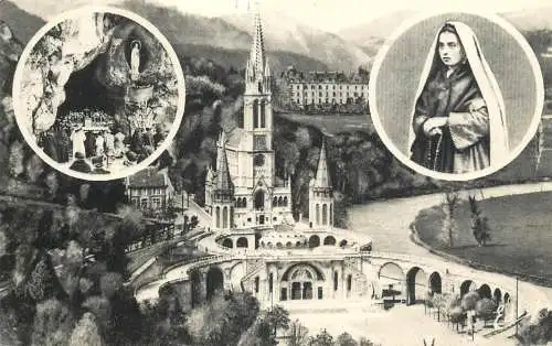 Postcard France Lourdes la basilique et le Pic du Jer