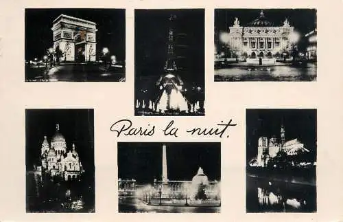 France postcard Paris dans le nuit