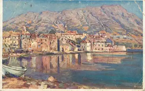 Croatia Dalmatian Coast Korcula signed painting