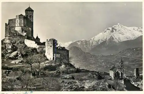 Postcard Switzerland Sion et Valere castle